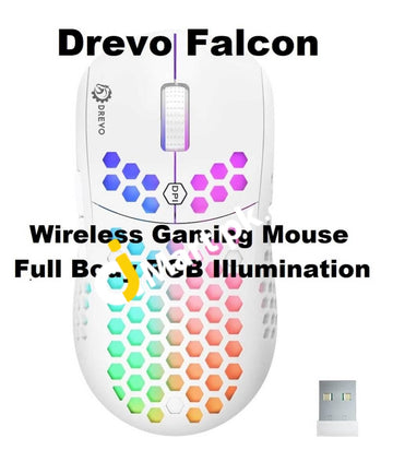 Drevo Falcon Wireless Gaming Mouse With Full Rgb Paw3335 Optical Sensor 2.4G Connection 16000 Dpi